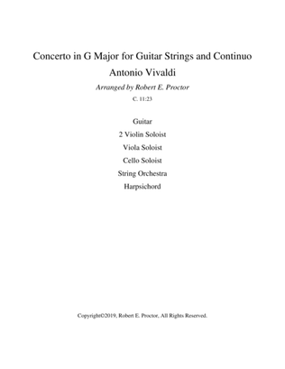 Book cover for Vivaldi Concerto in G Major for Guitar, String Soloist, Strings and Harpsichord