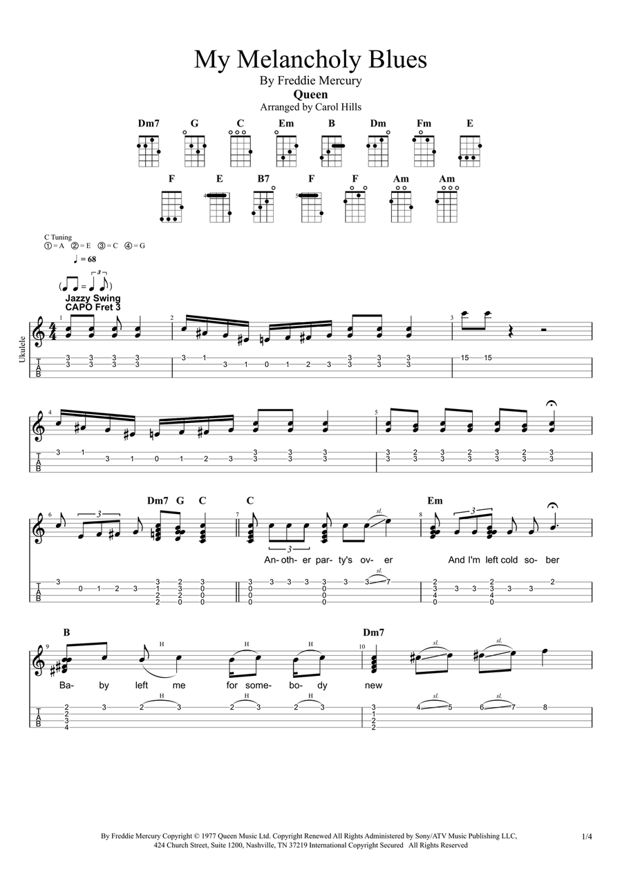 My Melancholy Blues Ukulele scores gallery preview page 1