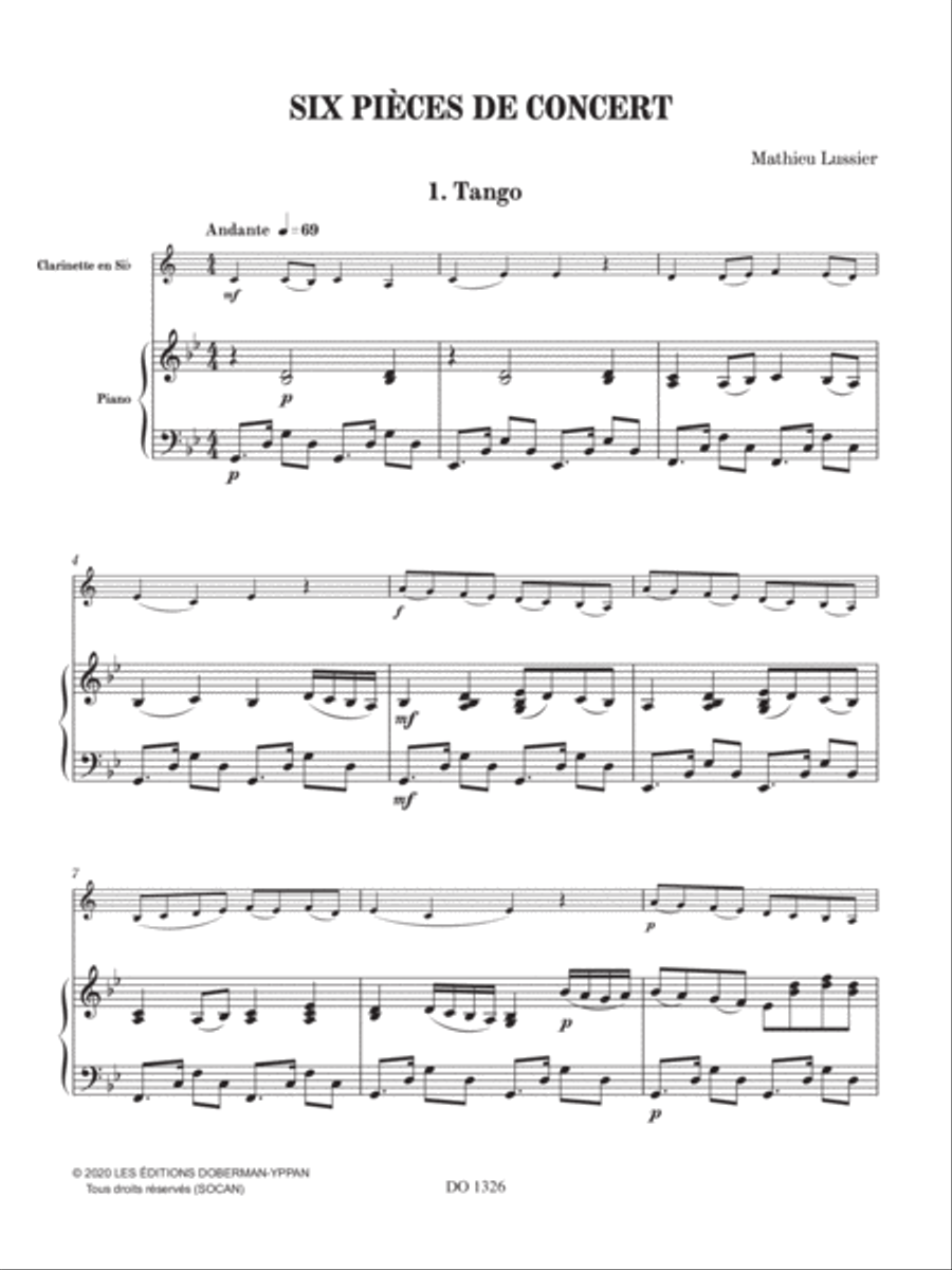 Six pièces de concert Clarinet Solo scores gallery preview page 3