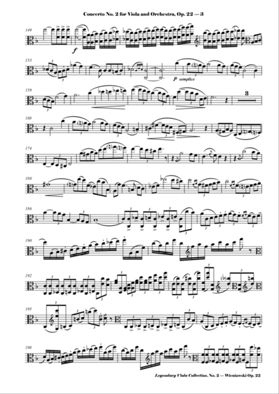 Wieniawski - Viola Concerto No. 2, Op. 22 - Legendary Viola Collecton - No. 2 Viola Solo scores gallery preview page 4