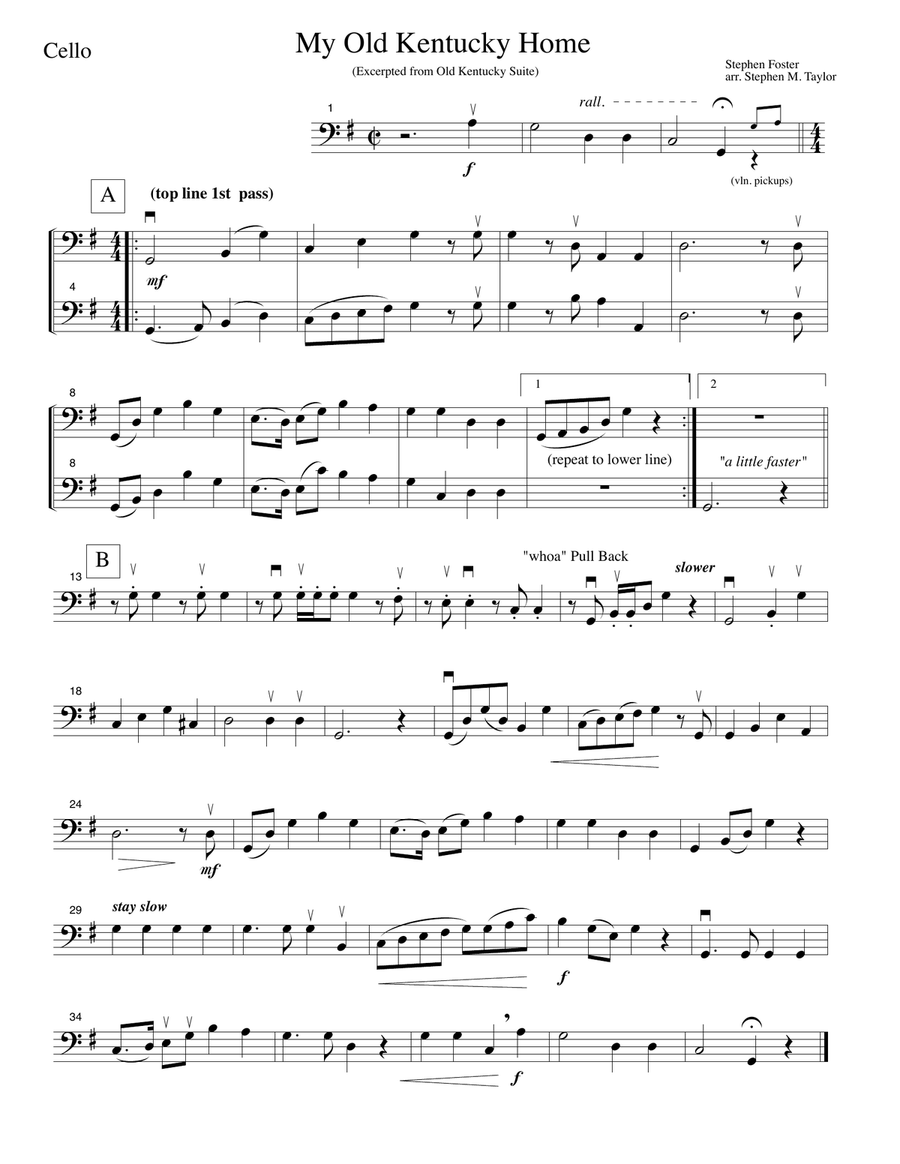 My Old Kentucky Home (string quartet) String Quartet scores gallery preview page 1