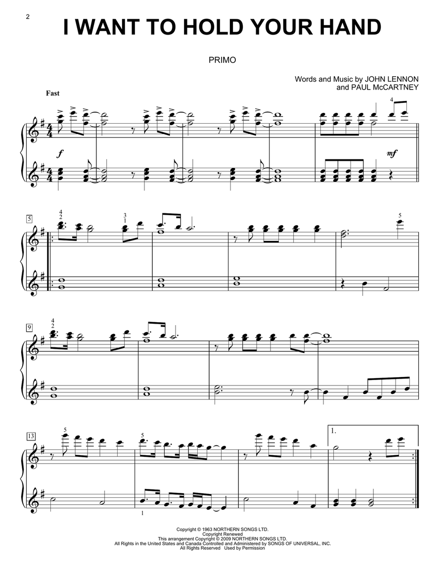I Want To Hold Your Hand I Want To Hold Your Hand Piano Duet scores gallery preview page 2
