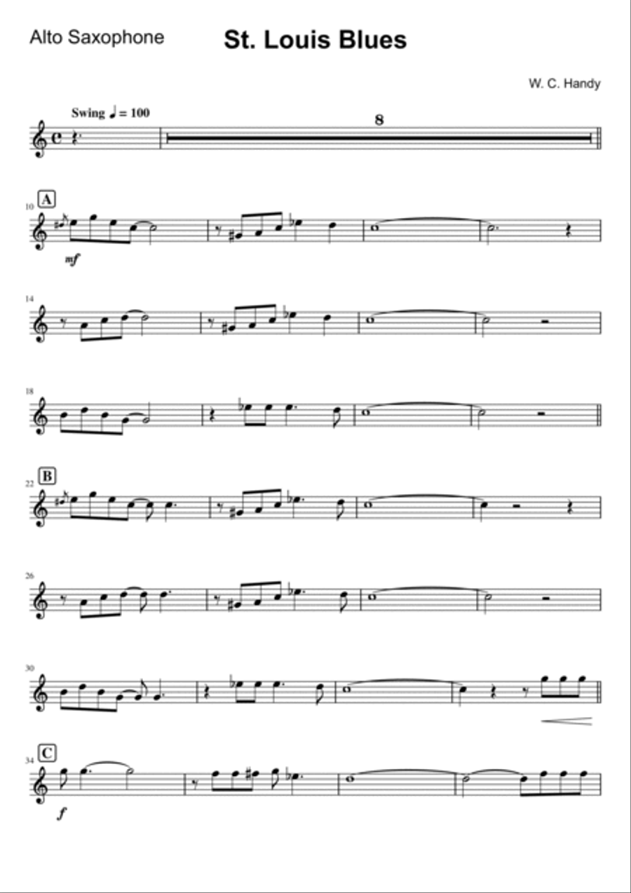 St. Louis Blues - Alto Saxophone St. Louis Blues - Alto Saxophone Alto Saxophone scores gallery preview page 5