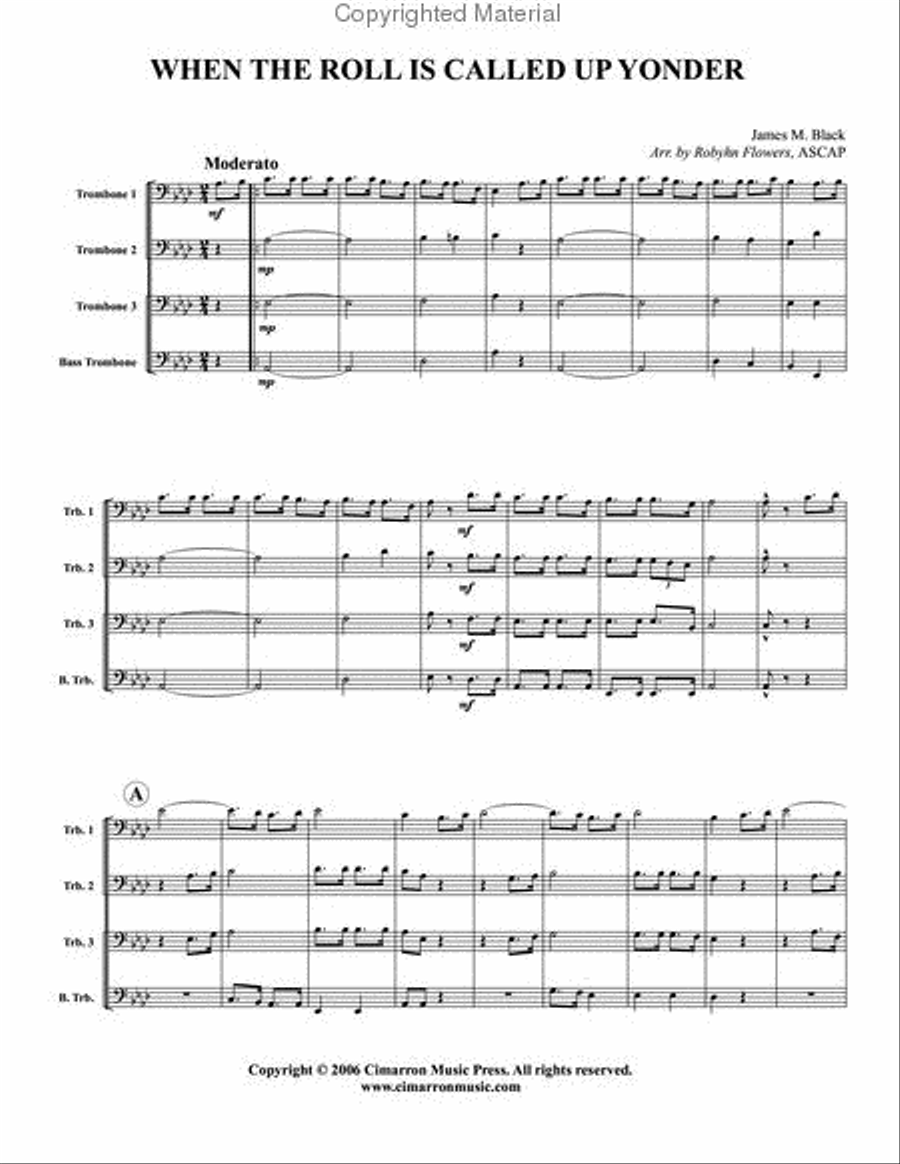 When the Roll is Called Up Yonder Trombone Quartet scores gallery preview page 2