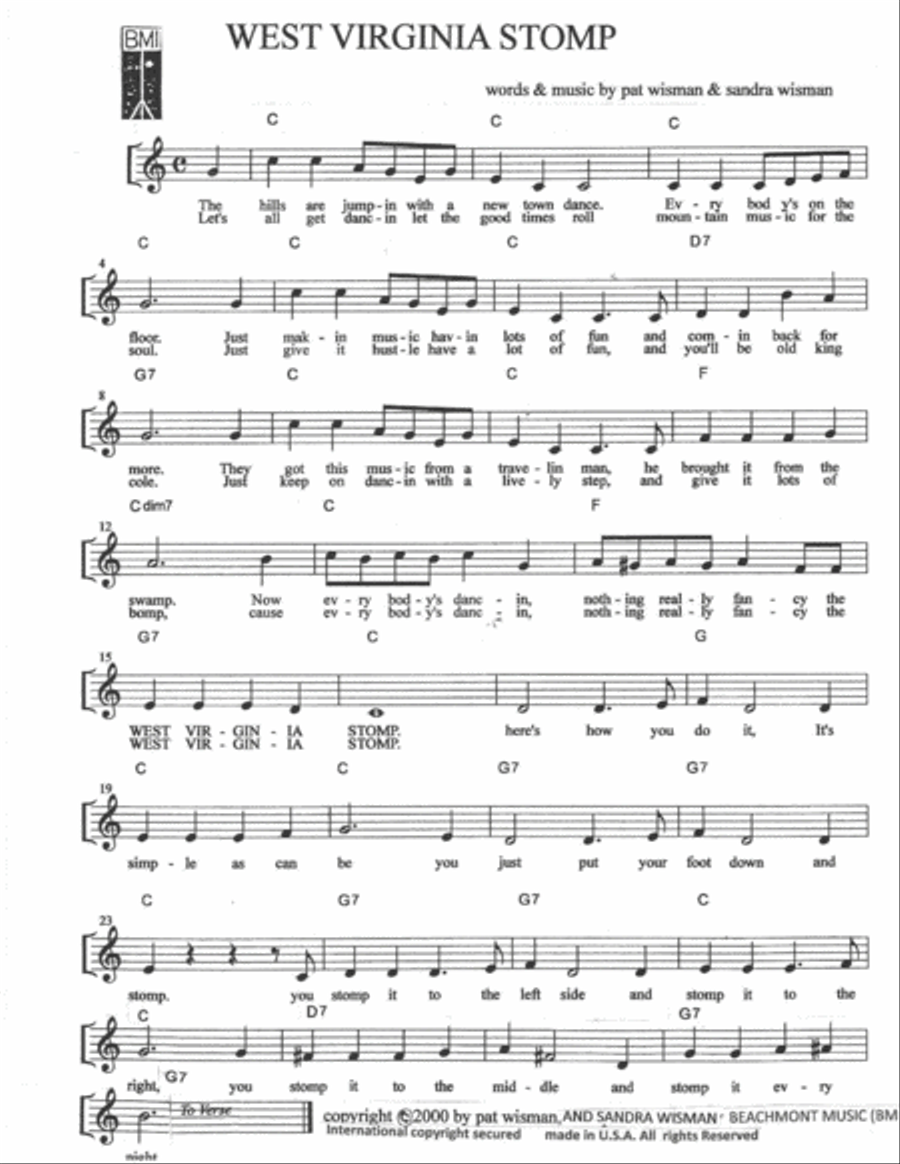 WEST VIRGINIA STOMP Voice scores gallery preview page 1