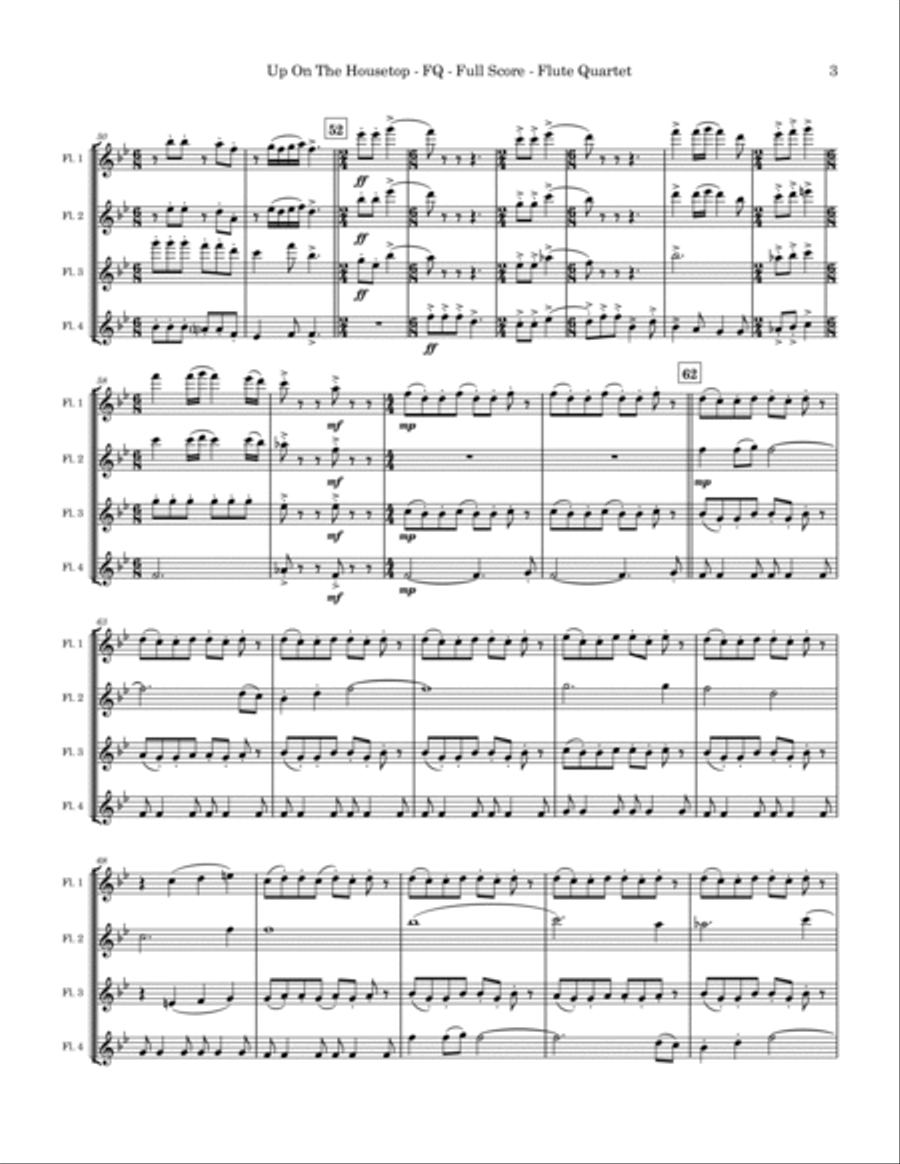 Up on the Housetop (Flute Quartet) Flute Quartet scores gallery preview page 3
