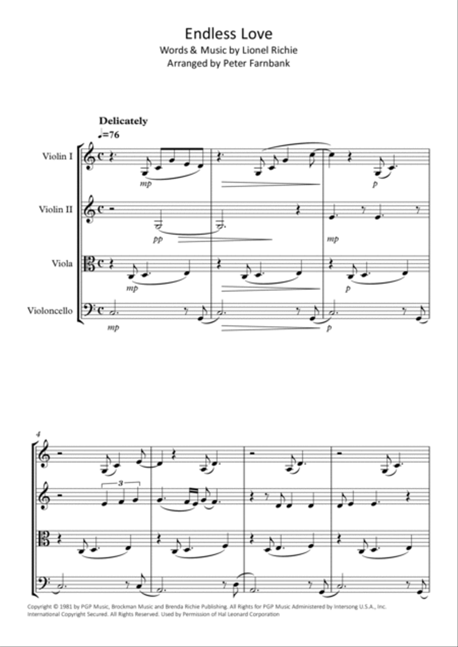 Endless Love String Quartet scores gallery preview page 2