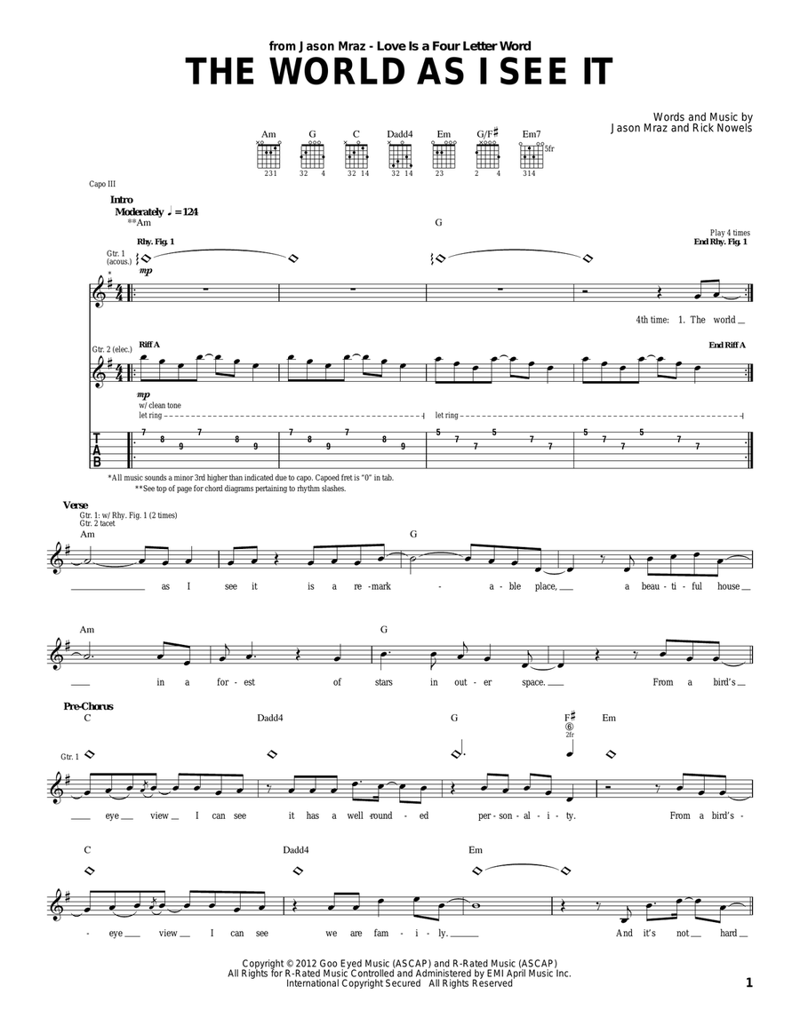 The World As I See It The World As I See It Acoustic Guitar scores gallery preview page 1