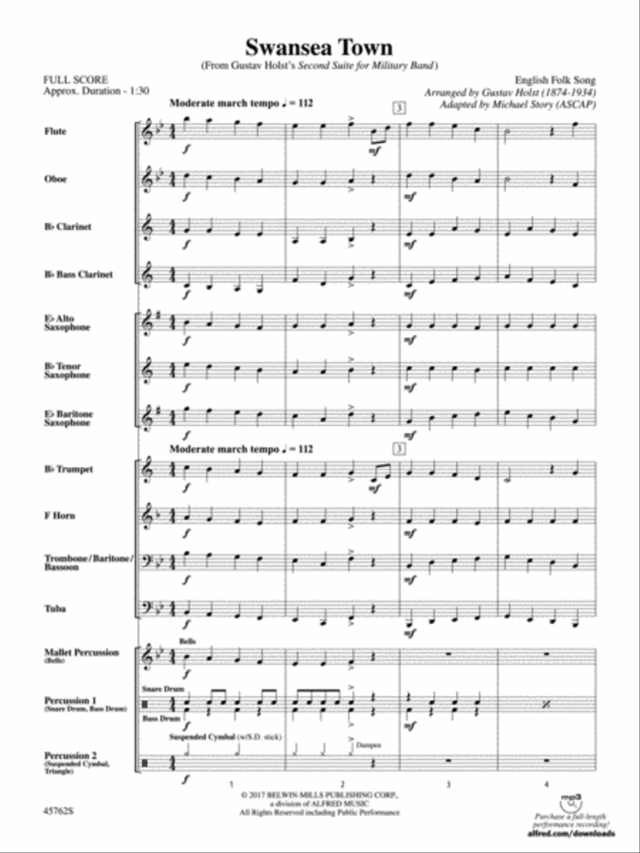 Swansea Town: Score Swansea Town: Score Concert Band scores gallery preview page 3