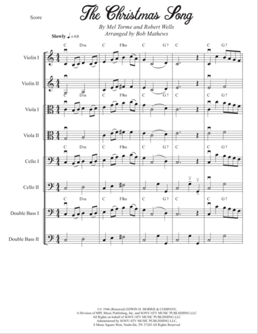 The Christmas Song (chestnuts Roasting On An Open Fire) Cello scores gallery preview page 1