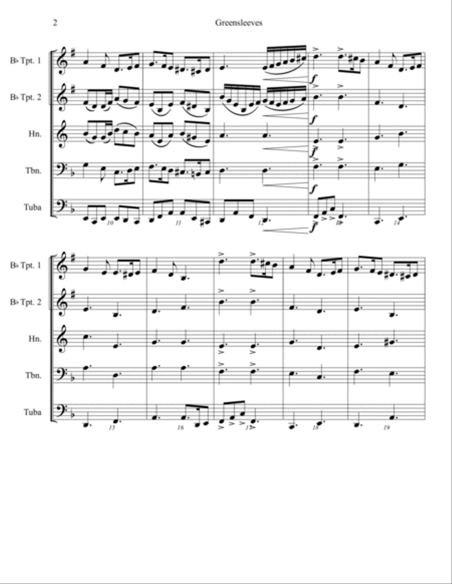 Greensleeves Greensleeves Brass Ensemble scores gallery preview page 3