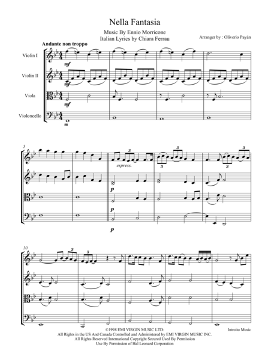 Nella Fantasia Nella Fantasia String Quartet scores gallery preview page 1