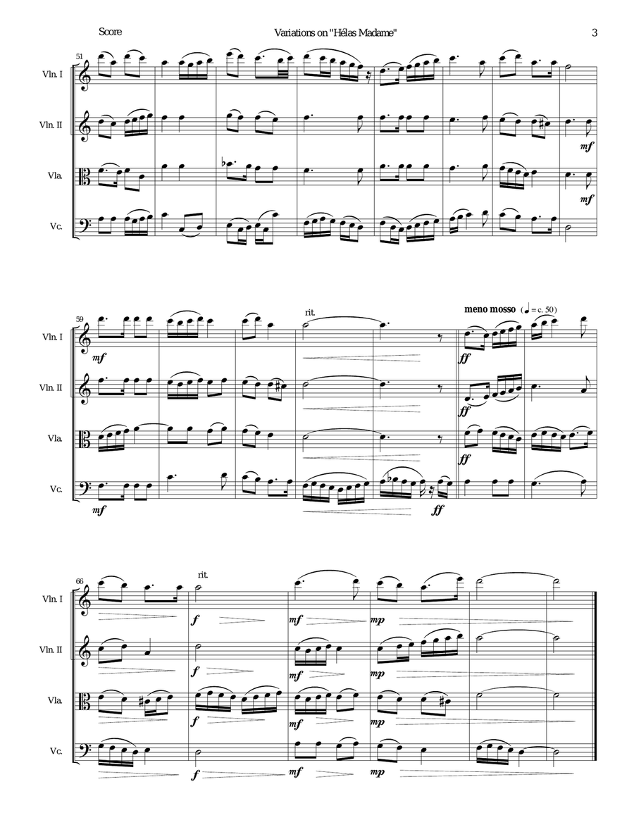 Variations for string quartet on 