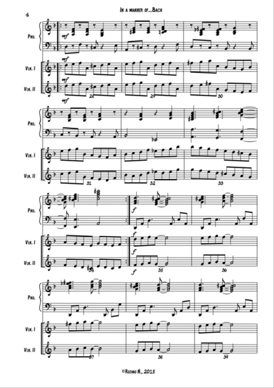 In a manner of ... Bach (for String Ensemble) Piano scores gallery preview page 5