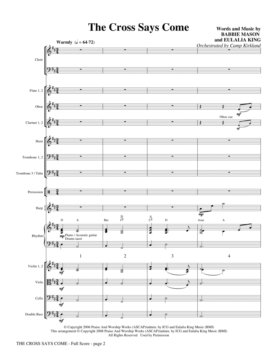 The Cross Says Come - Full Score Choir scores gallery preview page 1