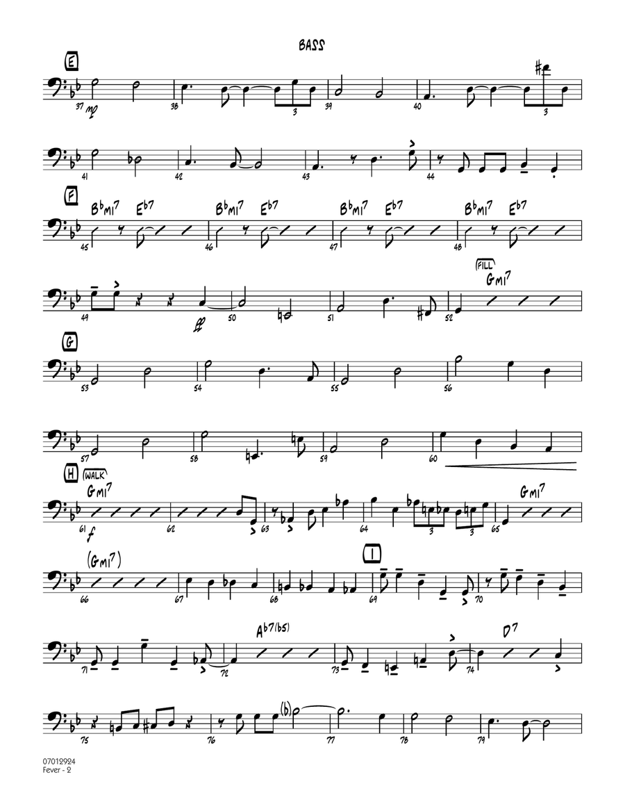 Fever (Key: G min) - Bass Jazz Ensemble scores gallery preview page 2