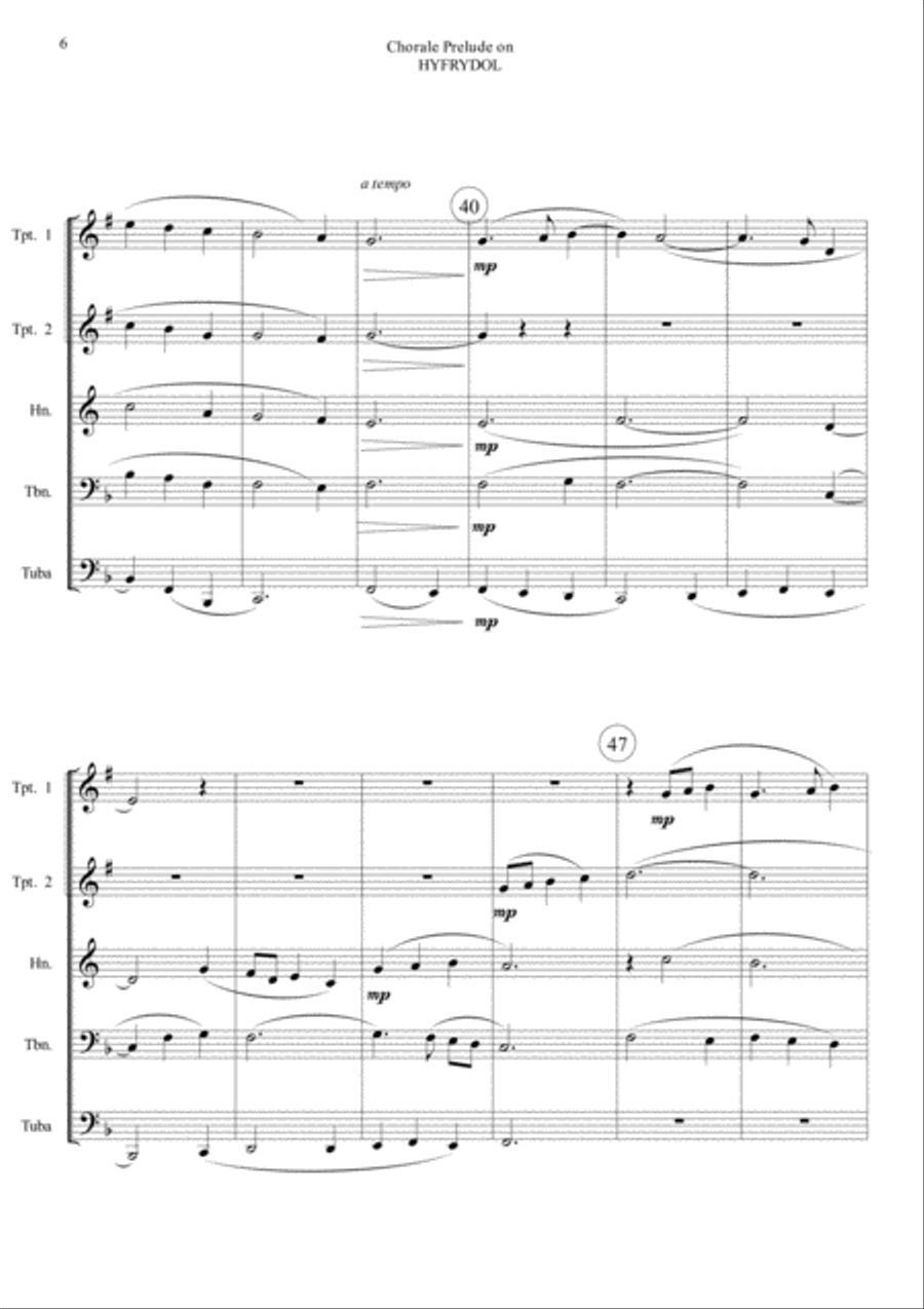 Chorale Prelude on Hyfrydol - Brass Quintet Brass Quintet scores gallery preview page 6