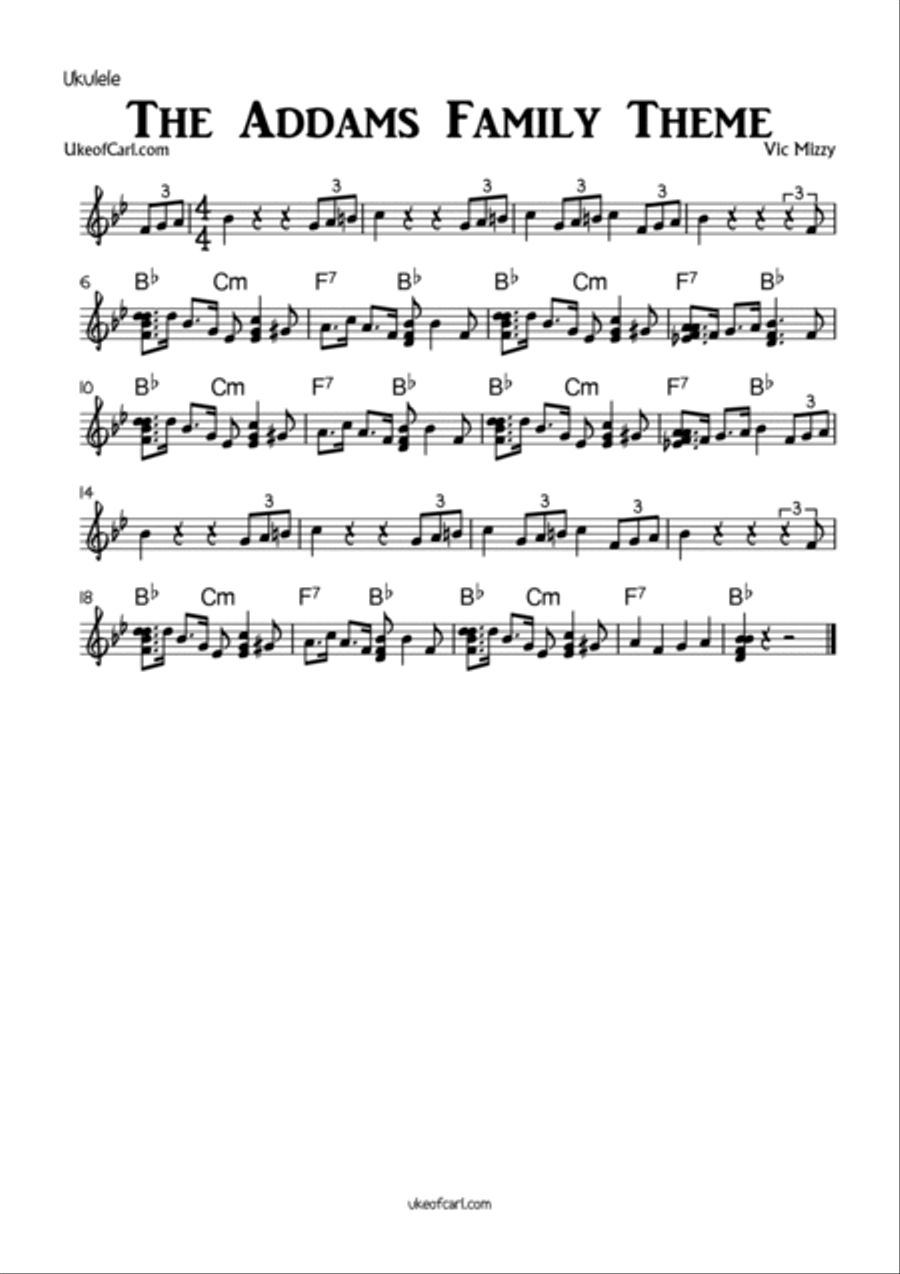 The Addams Family Theme The Addams Family Theme Ukulele scores gallery preview page 3