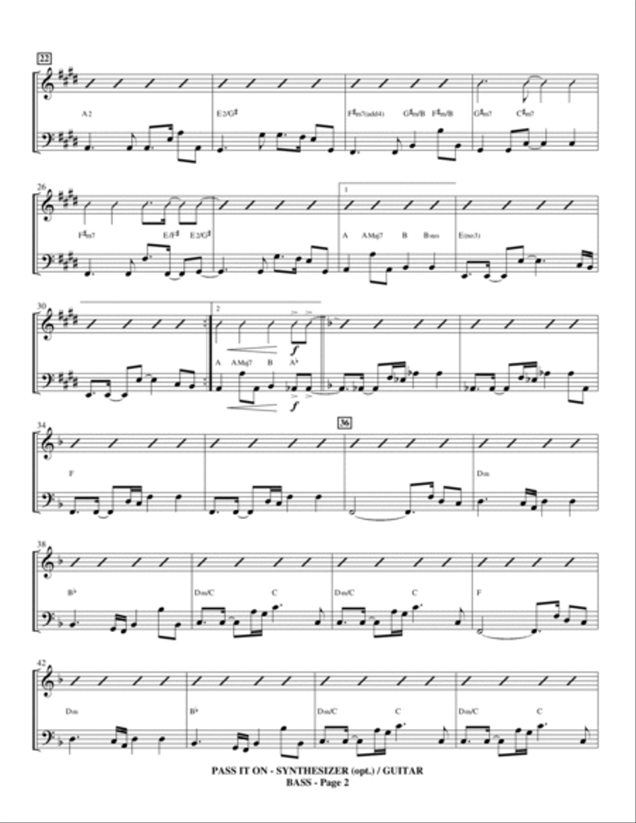 Pass It On - Synthesizer (opt.) Choir scores gallery preview page 2
