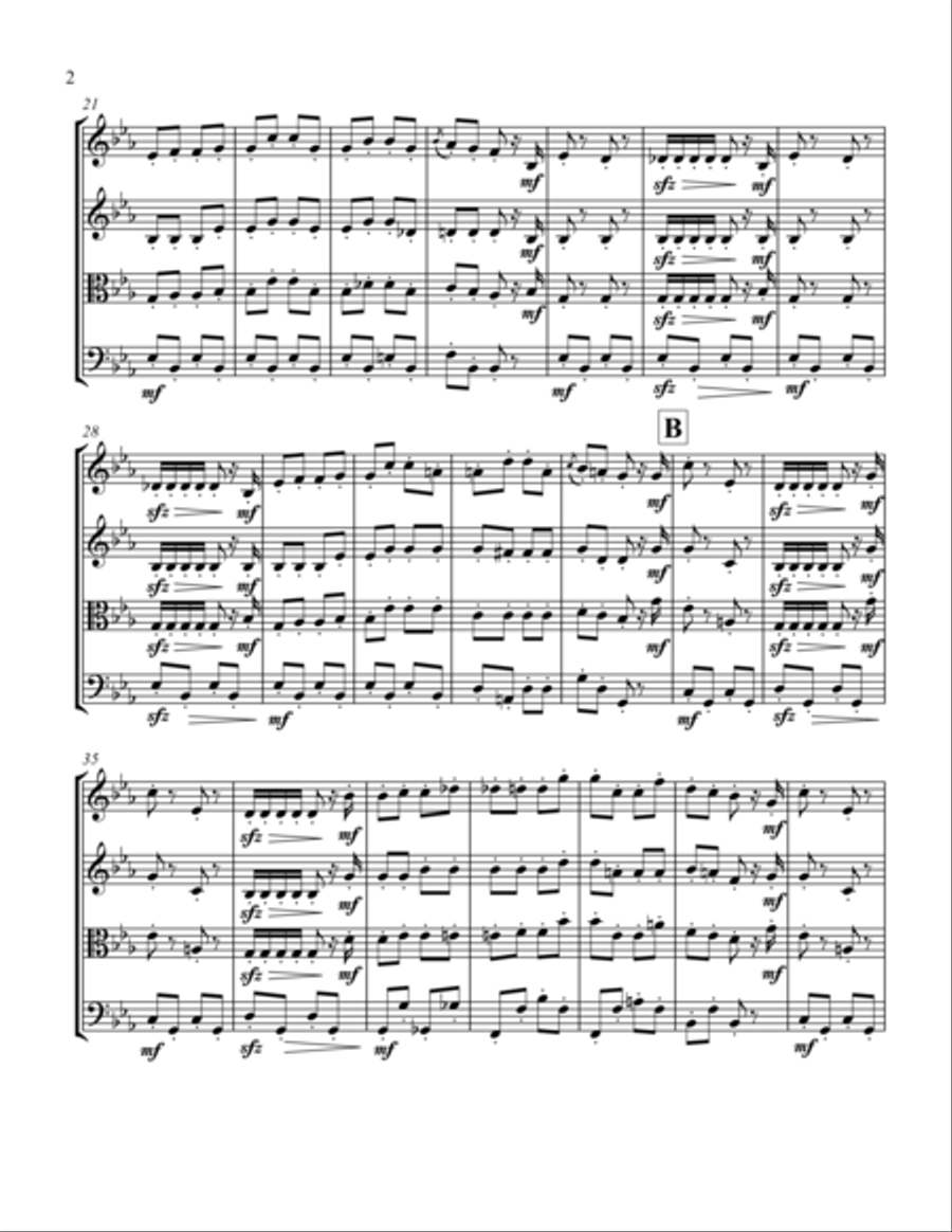 March and Procession of Bacchus from the Ballet Sylvia (String Quartet) String Quartet scores gallery preview page 2