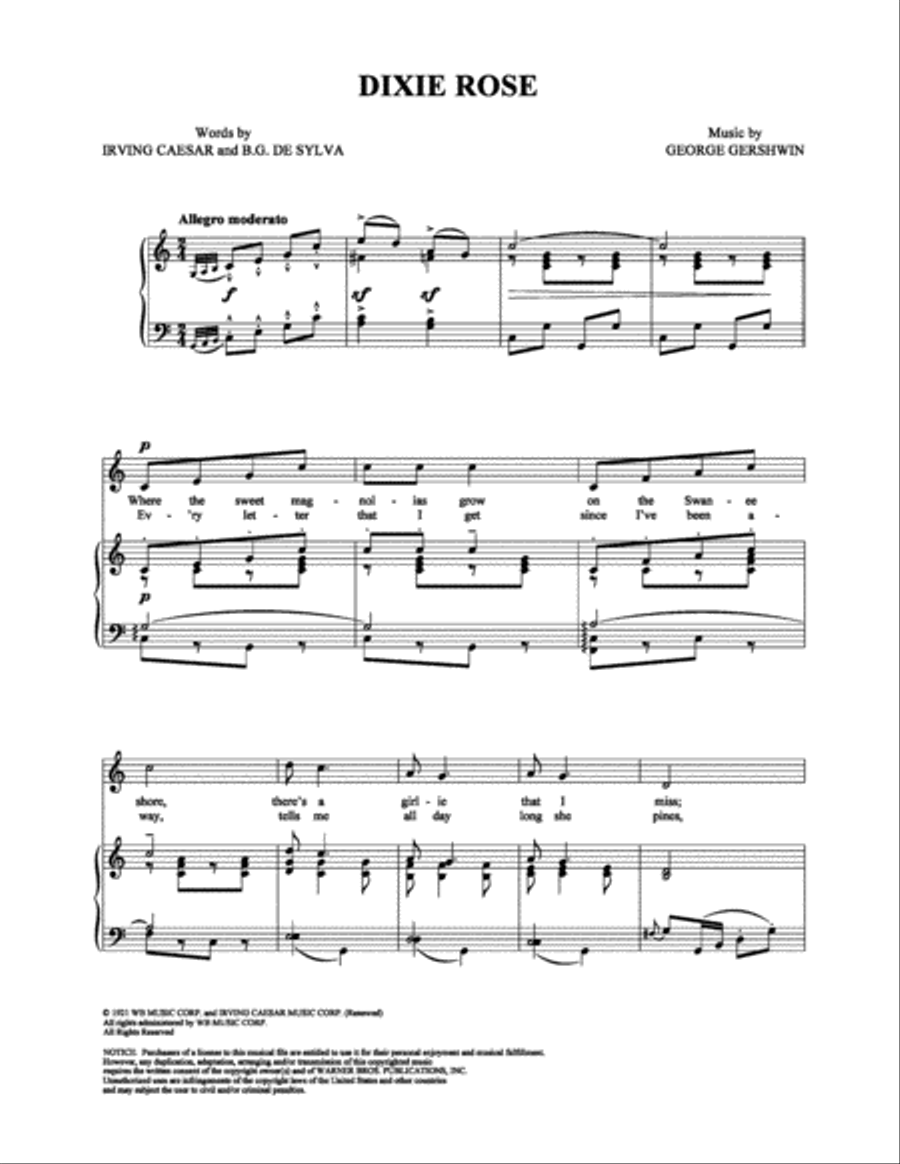 Dixie Rose Dixie Rose Piano, Vocal, Guitar scores gallery preview page 1