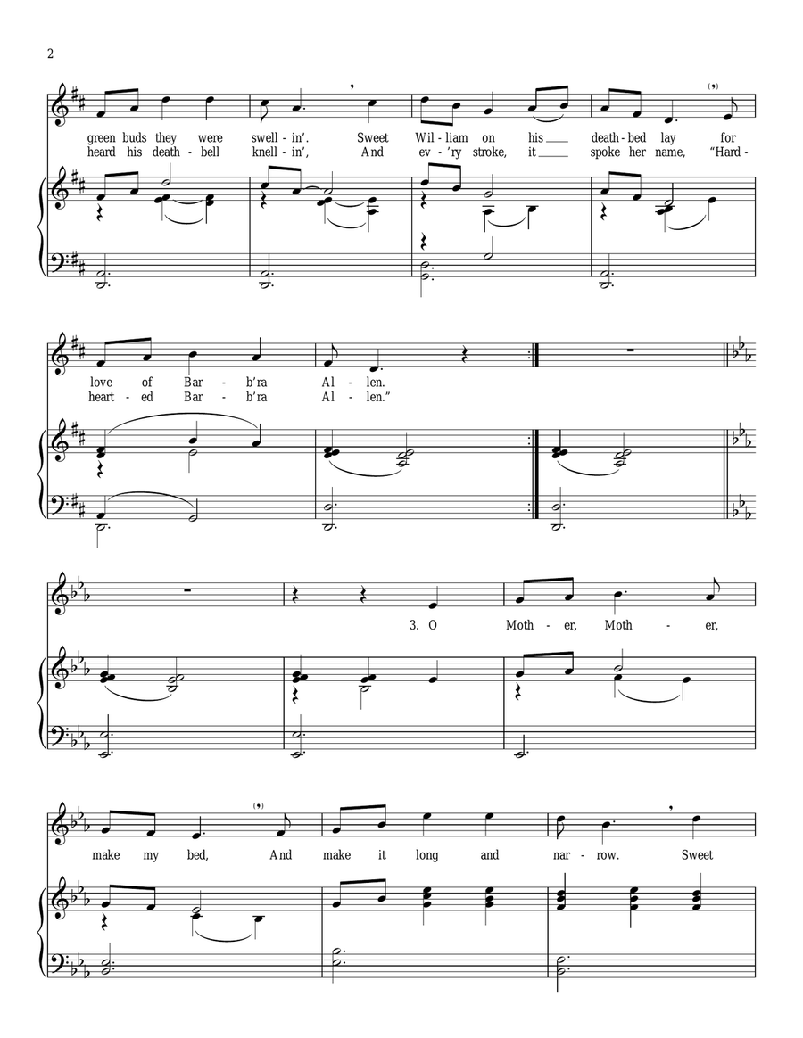 Barbara Allen Piano, Vocal scores gallery preview page 2