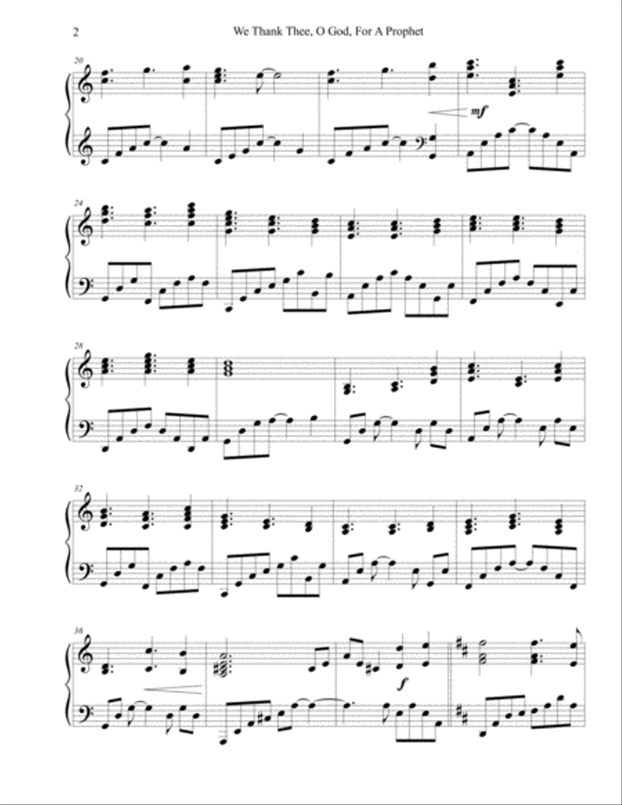 We Thank Thee, O God, For A Prophet Piano Solo scores gallery preview page 3
