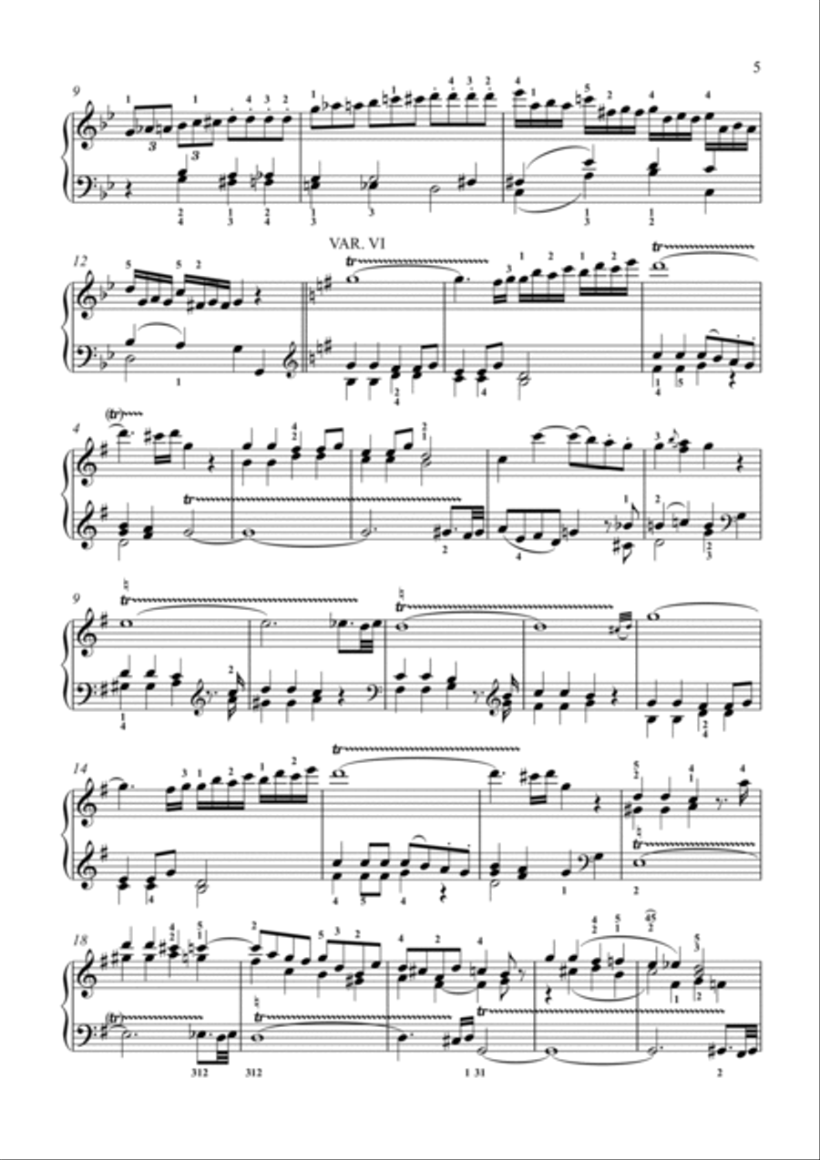 Mozart-10 Variations on Unser dummer Pöbel meint, K.455 Piano Solo scores gallery preview page 6