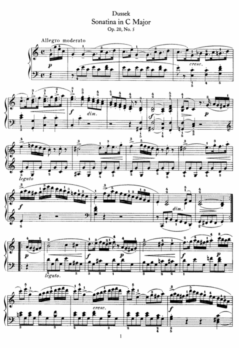 Dussek - Sonatina in C Major Op.20 No.5( ORIGINAL VERSION) image number null
