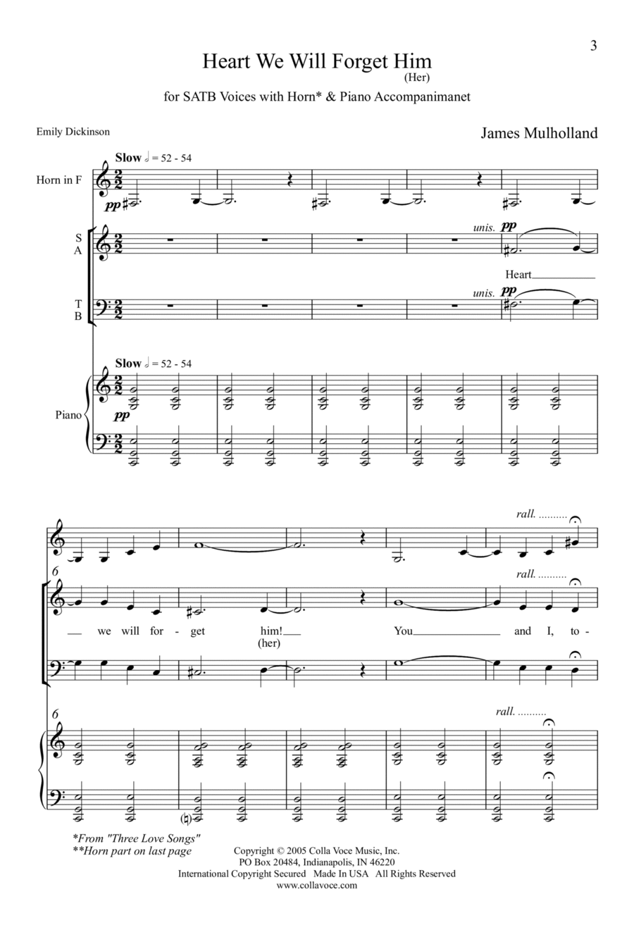 Heart, We Will Forget Him! 4-Part scores gallery preview page 1