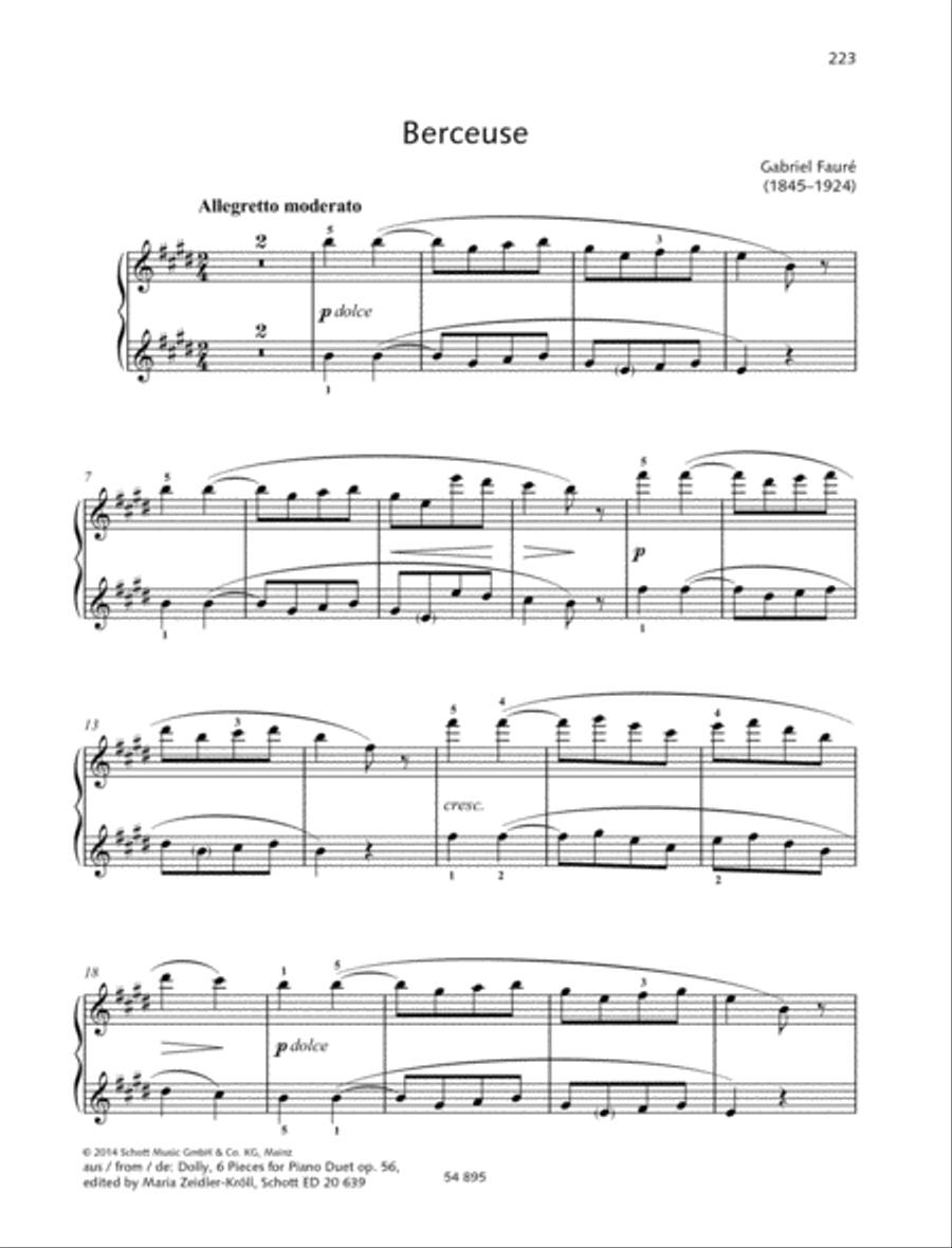 Berceuse Piano Duet scores gallery preview page 2