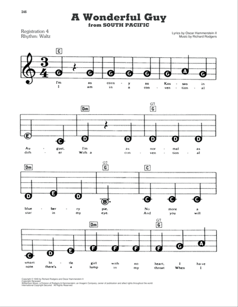 A Wonderful Guy (from South Pacific) Electronic Keyboard scores gallery preview page 1