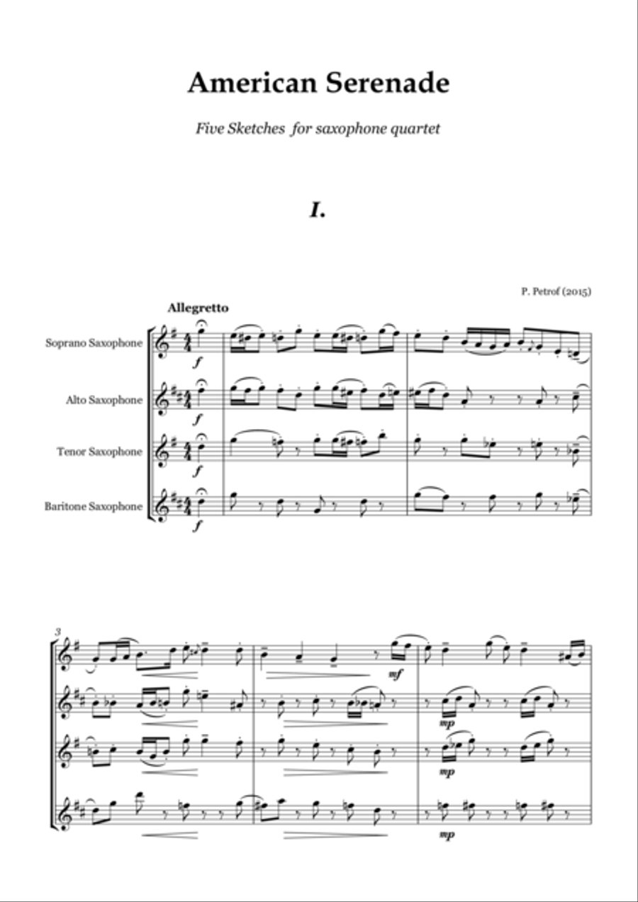 American Serenade - for saxophone quartet Saxophone Quartet scores gallery preview page 2