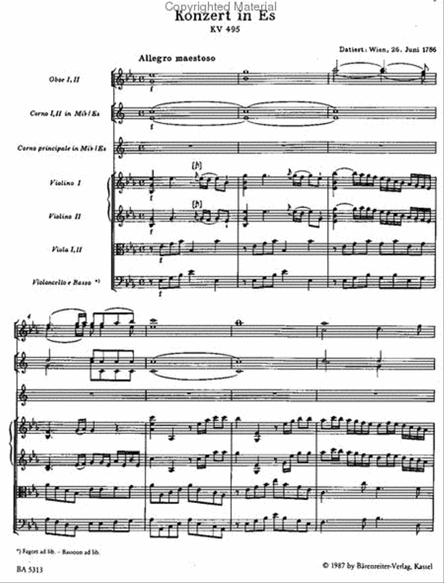 Concerto for Horn and Orchestra, No. 4 E flat major, KV 495 Horn Solo scores gallery preview page 2