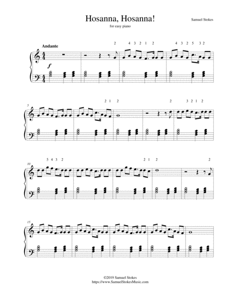 Hosanna, Hosanna! (hymn for Palm Sunday) - for easy piano image number null