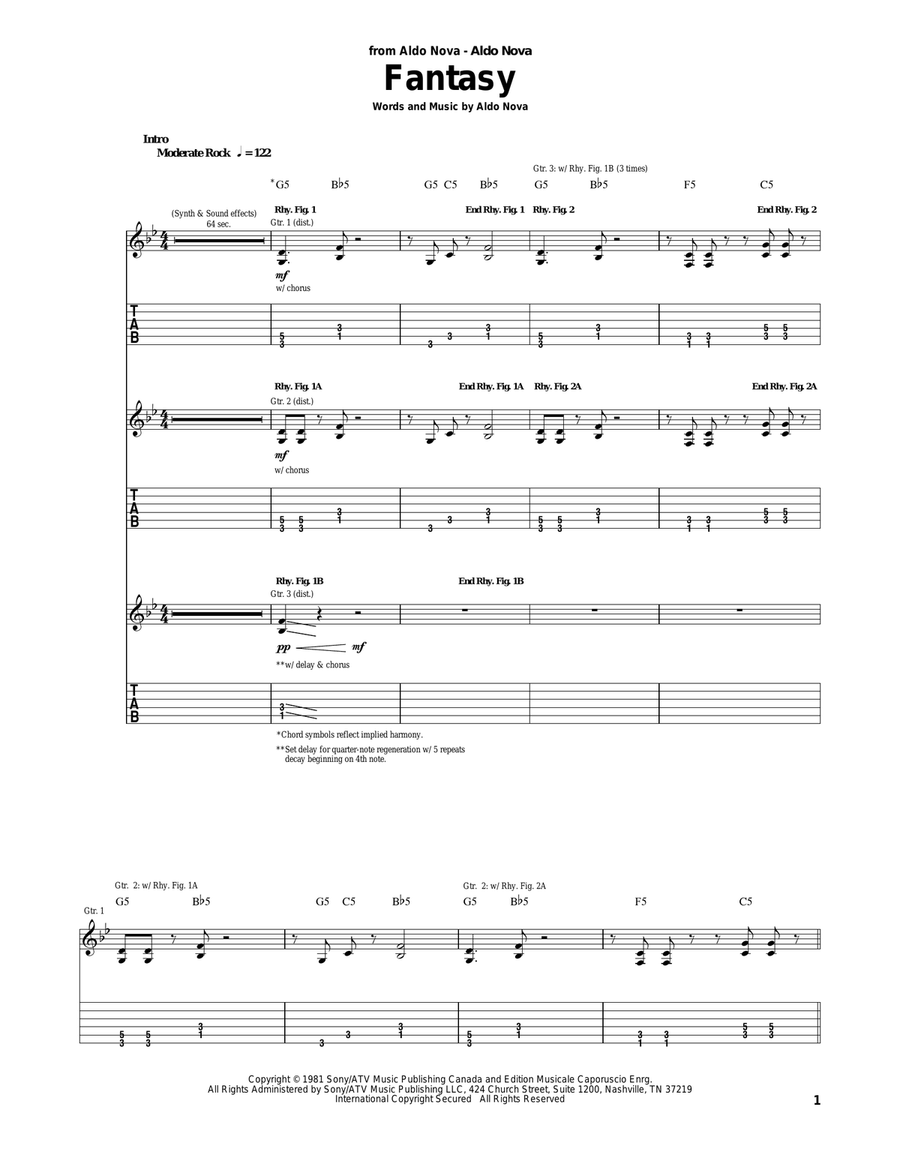 Fantasy Electric Guitar scores gallery preview page 1