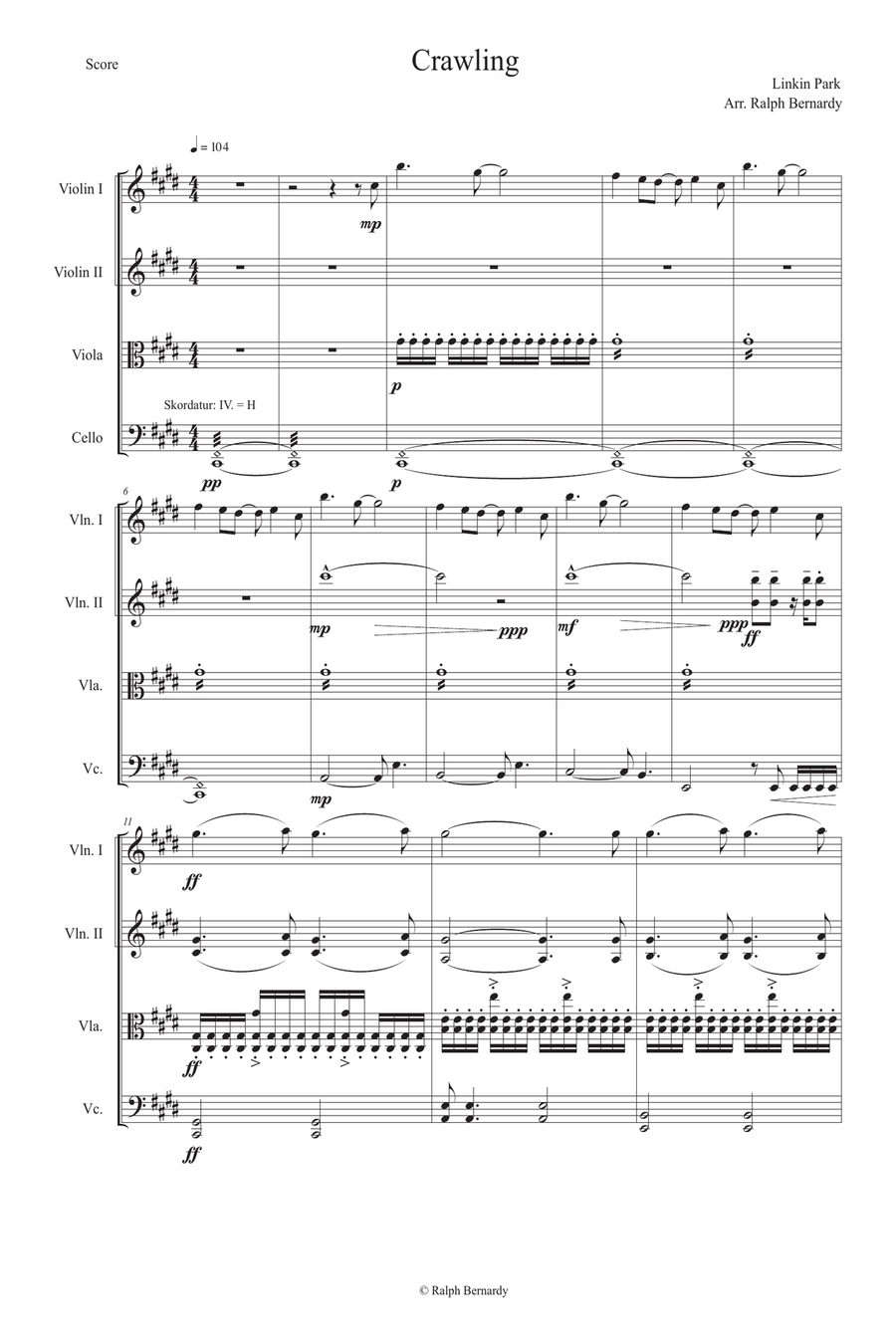 Crawling Crawling String Quartet scores gallery preview page 1