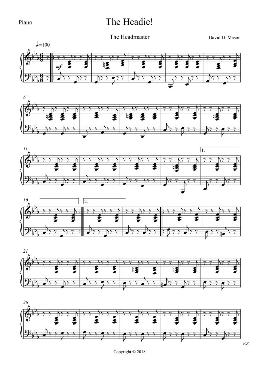 The Headie! (The Headmaster) Piano scores gallery preview page 3