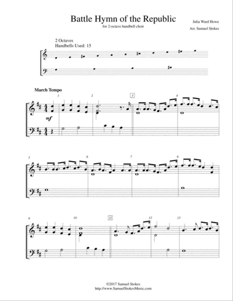 Battle Hymn of the Republic - for 2-octave handbell choir 2-Octaves scores gallery preview page 1