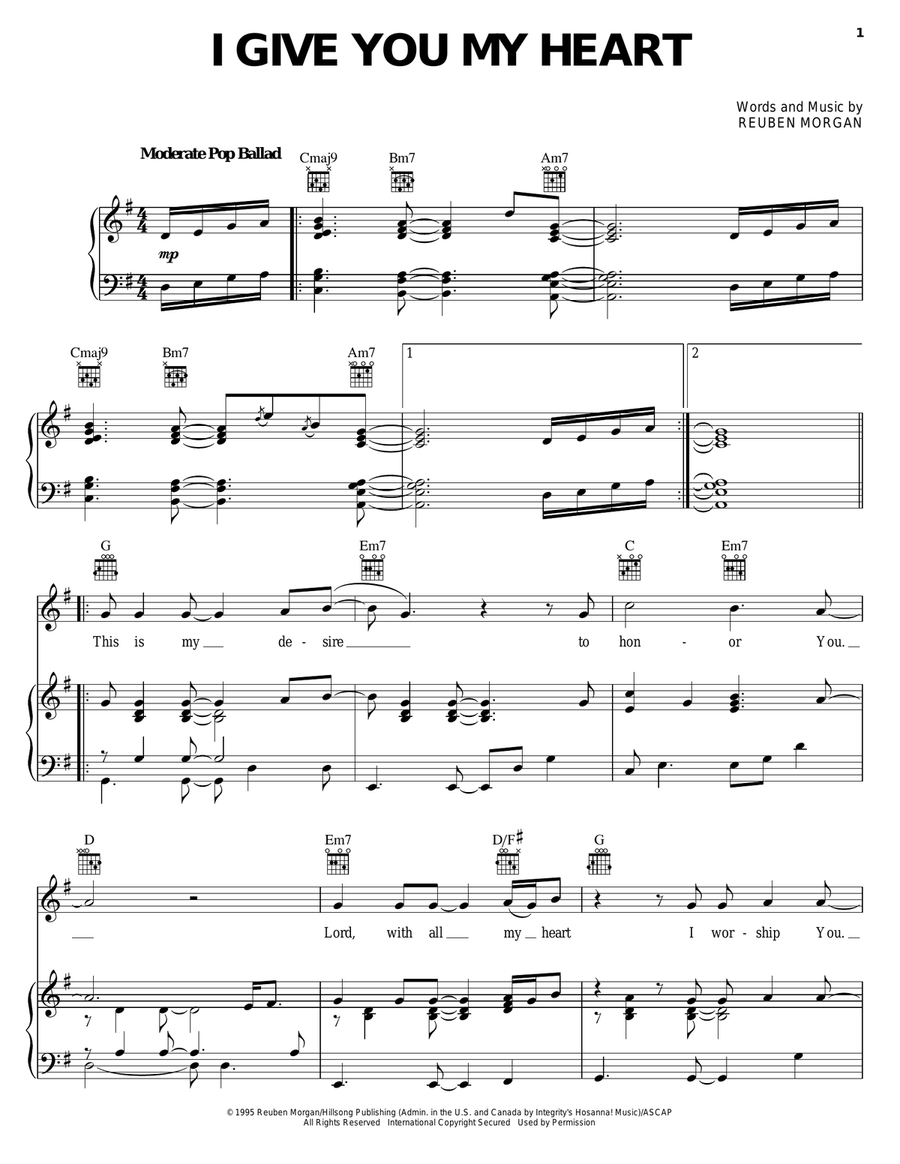 I Give You My Heart I Give You My Heart Acoustic Guitar scores gallery preview page 1