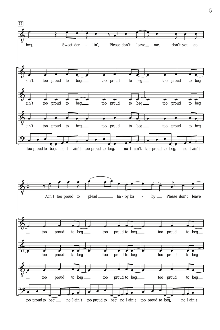 Ain't Too Proud To Beg (arr. Deke Sharon) 4-Part scores gallery preview page 4