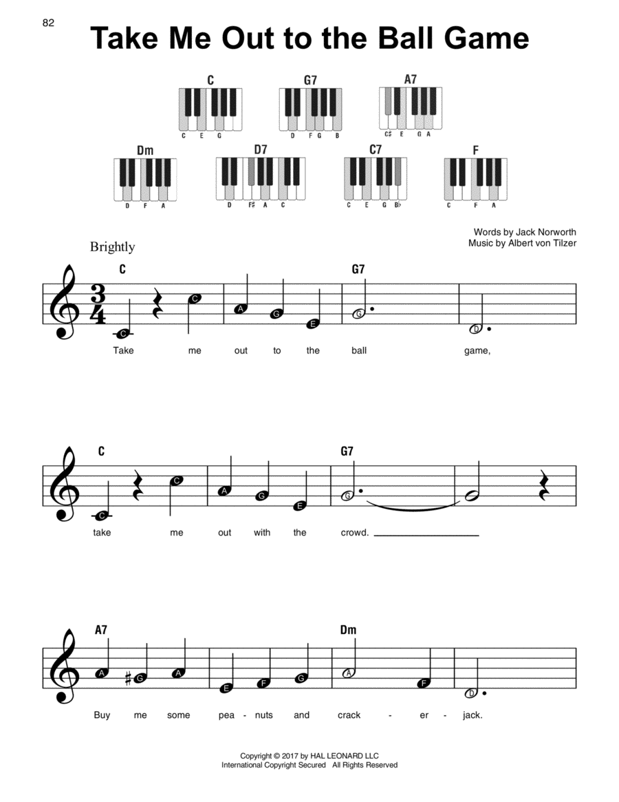 Take Me Out To The Ball Game Easy Piano scores gallery preview page 1