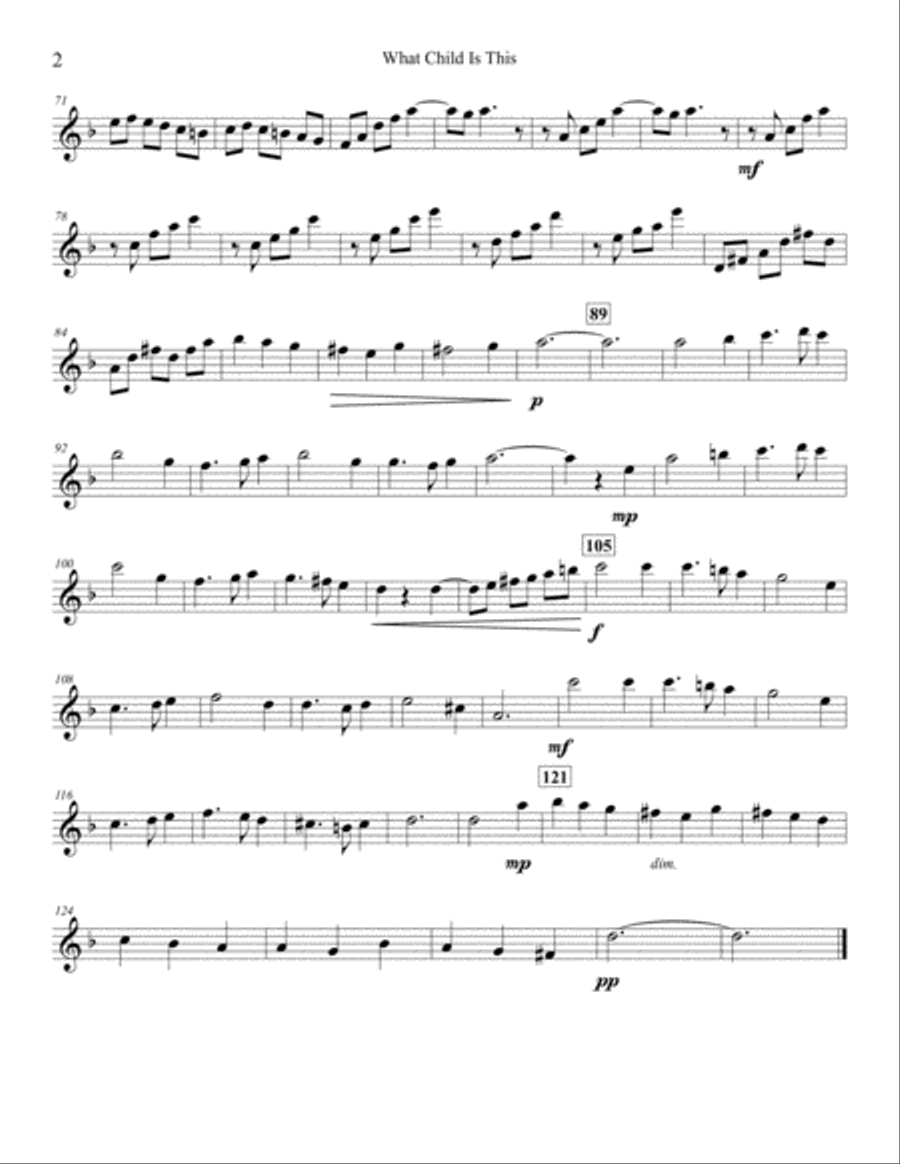What Child Is This? Sax Quartet Saxophone Quartet scores gallery preview page 4