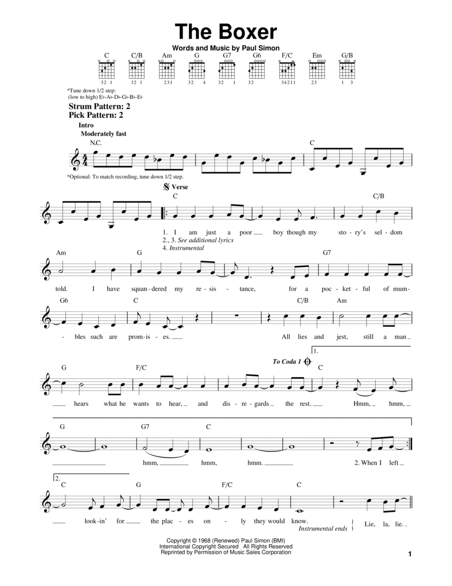 The Boxer Acoustic Guitar scores gallery preview page 1