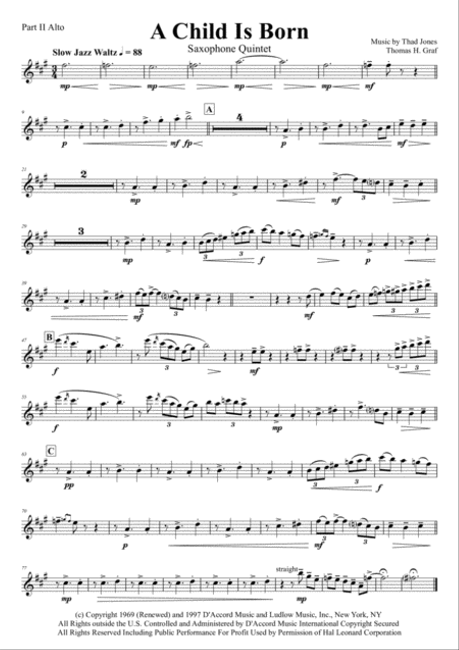 A Child Is Born Saxophone Quintet scores gallery preview page 6