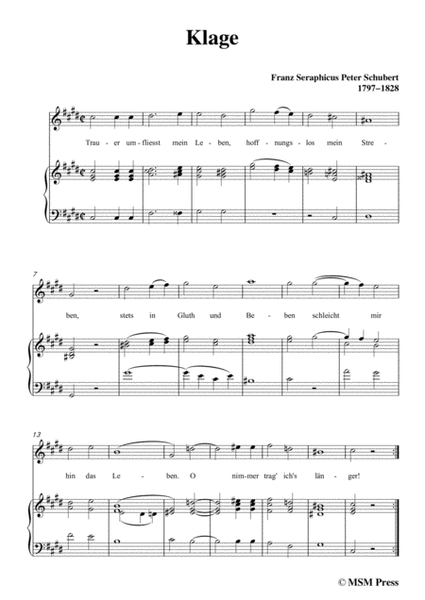 Schubert-Klage,in c sharp minor,for Voice&Piano image number null