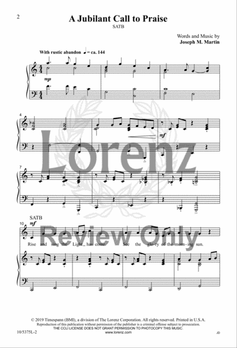 A Jubilant Call to Praise 4-Part scores gallery preview page 2