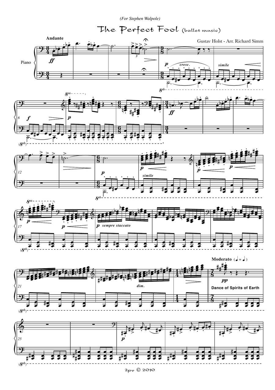 The Perfect Fool (ballet music) Piano Solo scores gallery preview page 1