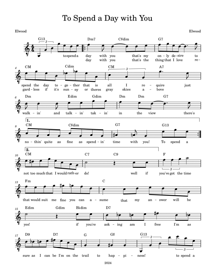 To Spend a Day with You Piano scores gallery preview page 1