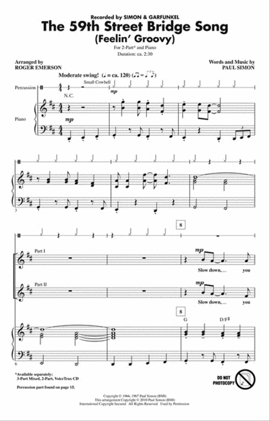 The 59th Street Bridge Song 2-Part scores gallery preview page 2